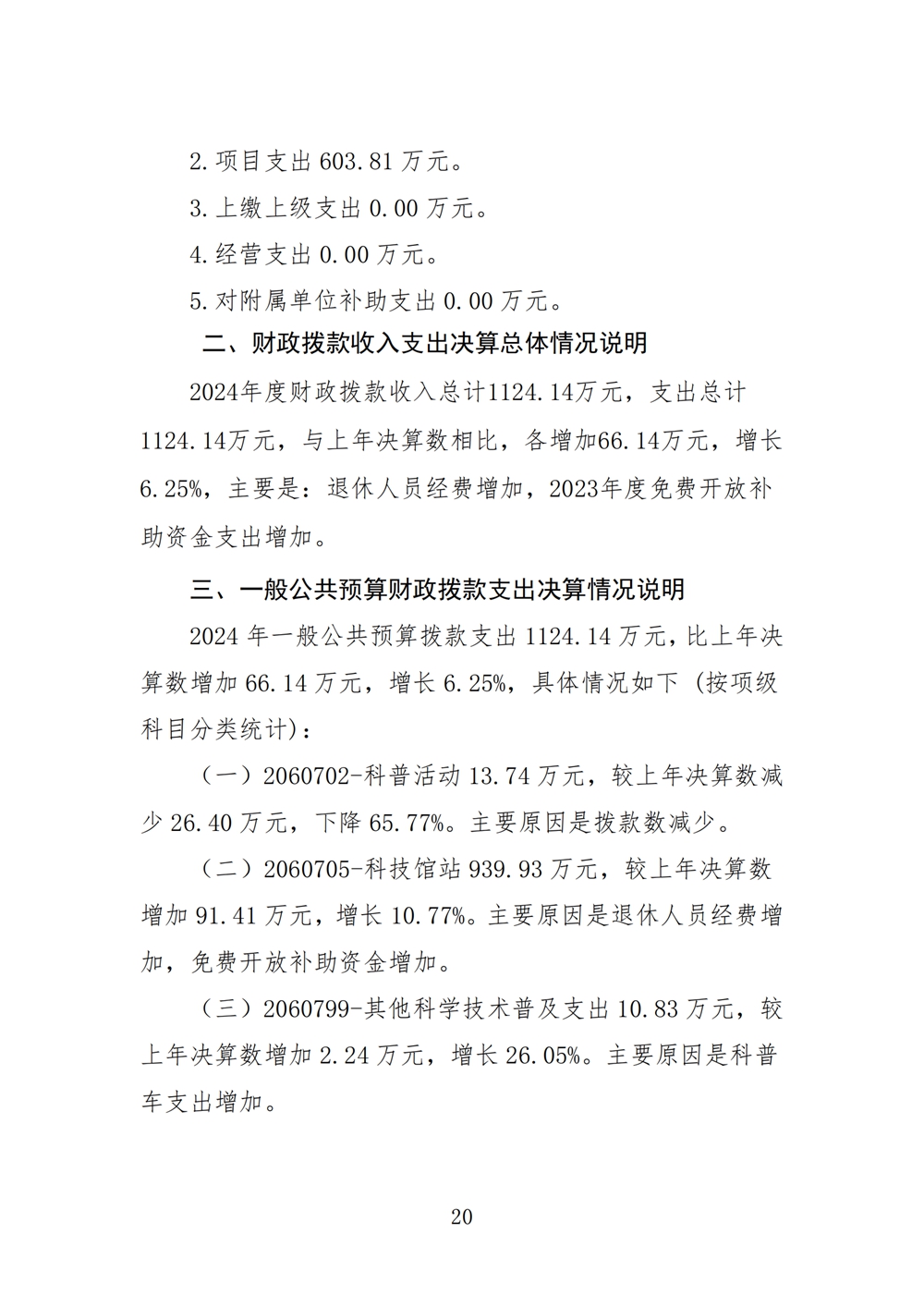 2024年度福州科技馆单位决算公开